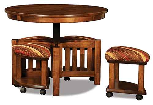Amish Five Piece Round Table/Bench Set