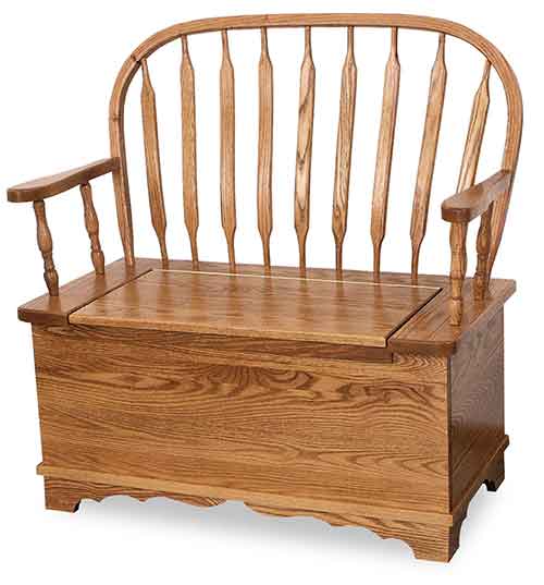 Amish Bent Paddle Bow Storage Bench - Click Image to Close