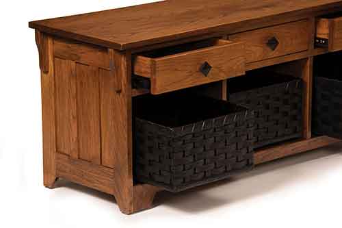 Amish Lattice Weave Drawer Bench - Click Image to Close