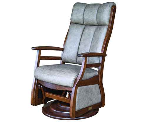 Amish Made Sierra High Back Swivel Glider, Wood Arms - Click Image to Close