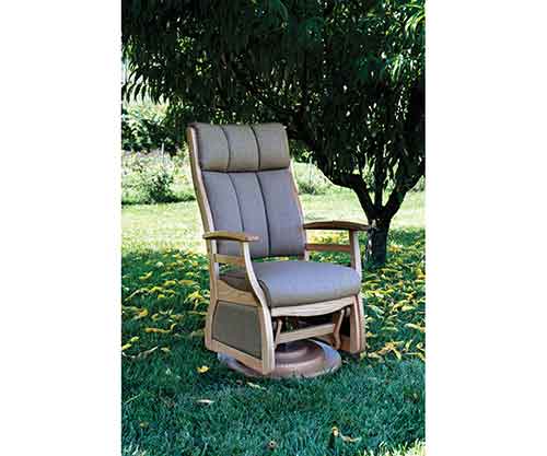 Amish Made Sierra High Back Swivel Glider, Wood Arms - Click Image to Close