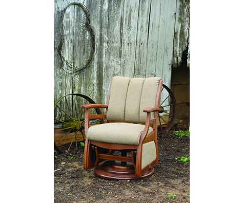 Amish Made Sierra Low Back Swivel Glider, Wood Arms