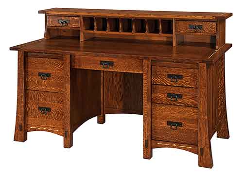 Amish Top Shelf & Drawers for Morgan Desks w/Mesa Inlay