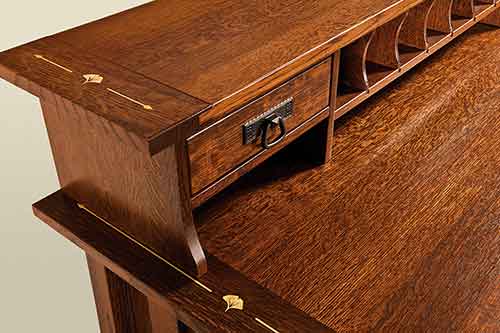 Amish Top Shelf & Drawers for Morgan Desks w/Mesa Inlay - Click Image to Close