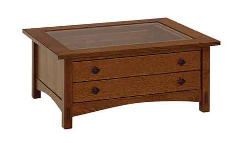 Amish Springhill Cabinet Glass Top Coffee Table