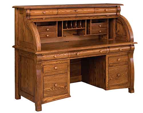 Amish Castlebury Rolltop Desk - Click Image to Close