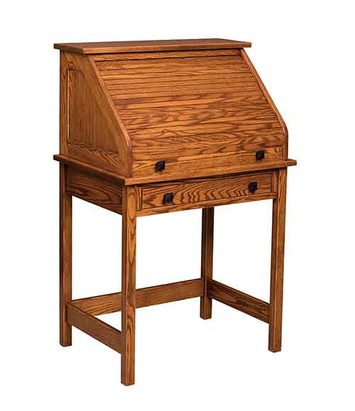 Amish Post Mission Rolltop Writing Desk - Click Image to Close