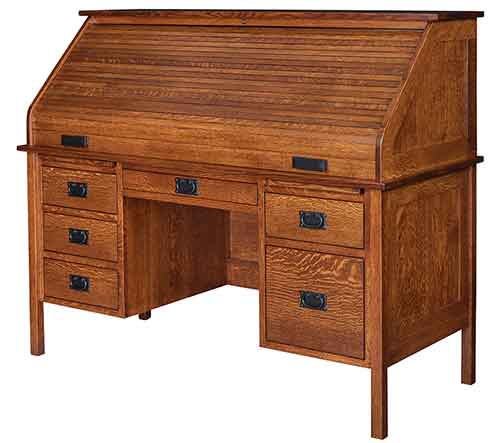 Amish Post Mission Rolltop Desk - Click Image to Close