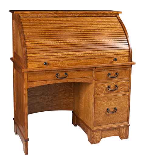 Amish Noble Mission Rolltop Desk - Click Image to Close