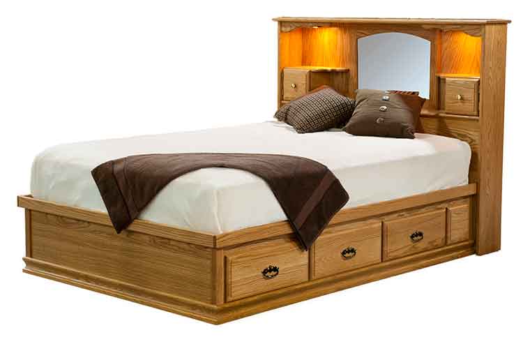 Amish Captain's Bed Traditional Platform Bed - Click Image to Close