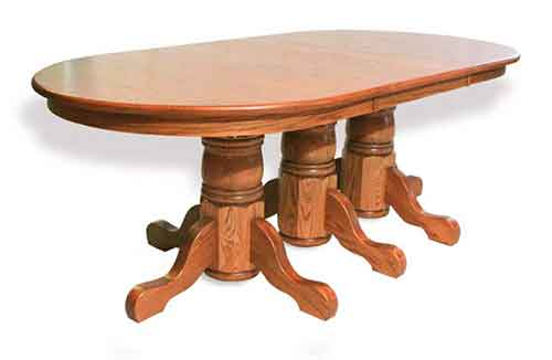 Amish Made Triple Single Pedestal Table