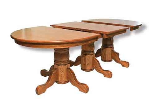 Amish Made Triple Single Pedestal Table - Click Image to Close