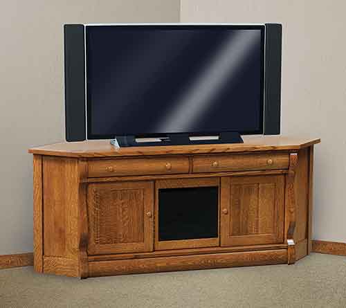 Amish Old Classic Sleigh Corner TV Stand - Click Image to Close