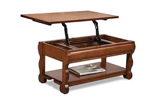 Amish Old Classic Sleigh Coffee Table with Lift Top - Click Image to Close