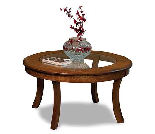Amish Sierra Round Glass Top Coffee Table - Click Image to Close