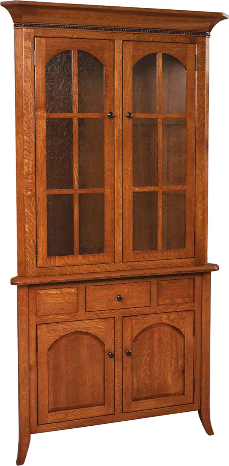 Amish Bunker Hill Corner Hutch (Full w/ 1-Drawer) - Click Image to Close