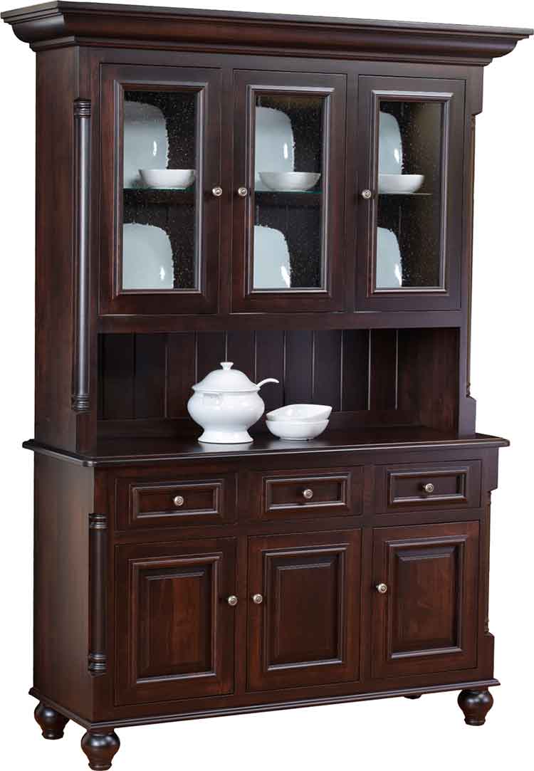 Amish European 3-Door Hutch (Short w/ 3-Drawers) - Click Image to Close