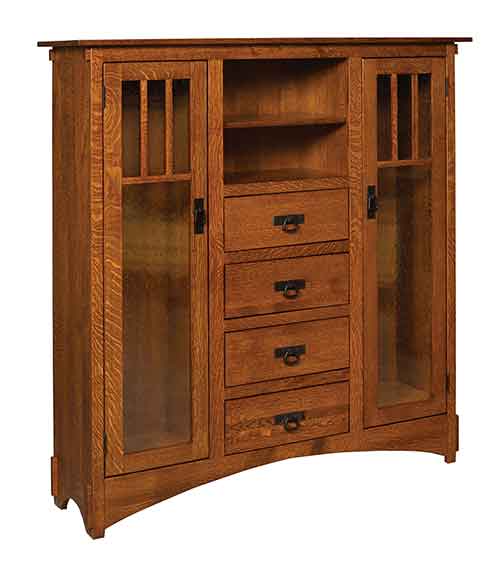 Amish Mission Display Bookcase w/drawers