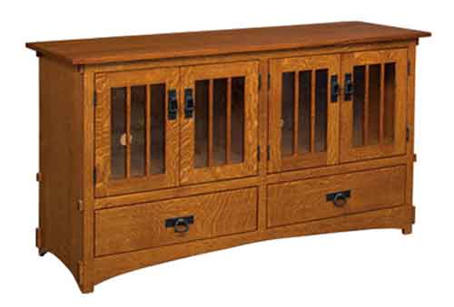 Amish Display Mission TV Stand w/ 2 drawer - Click Image to Close