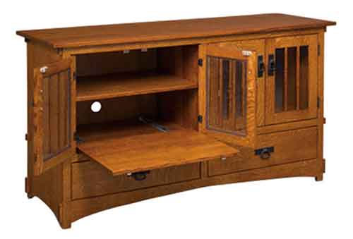 Amish Display Mission TV Stand w/ 2 drawer - Click Image to Close