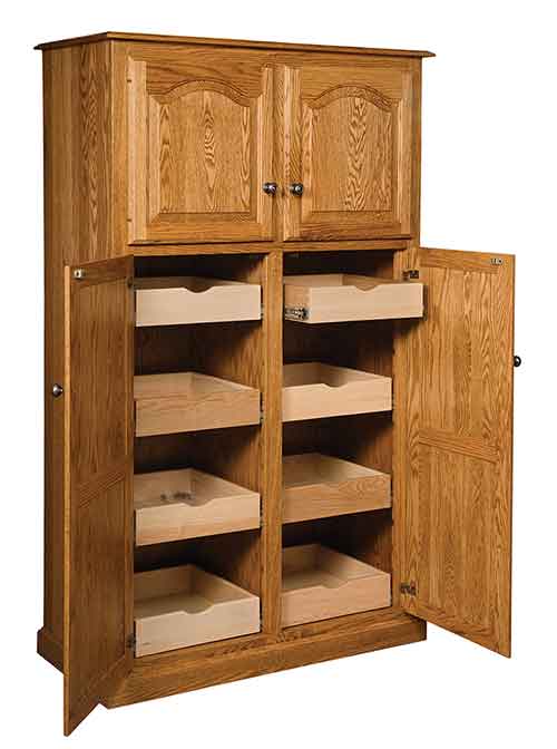 Amish Lux Traditional 4-Door Pantry w/ rollout shelf - Click Image to Close