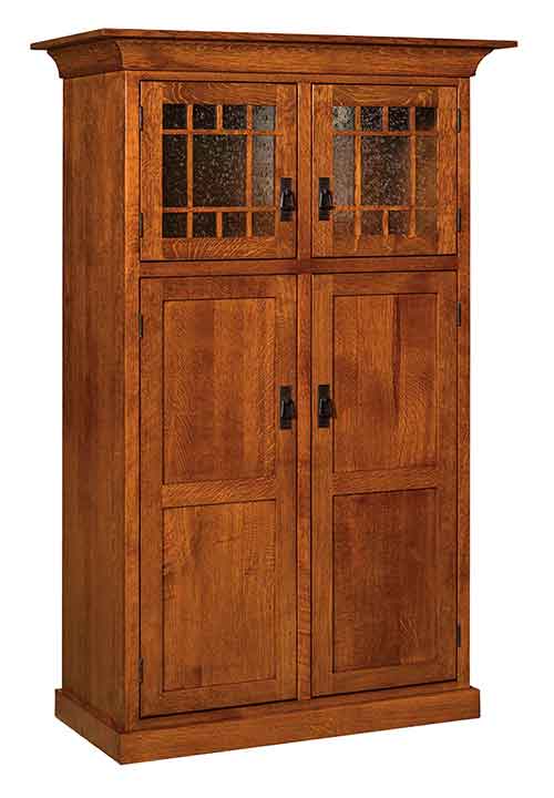 Amish Norway Mission 4-Door Pantry w/ light - Click Image to Close