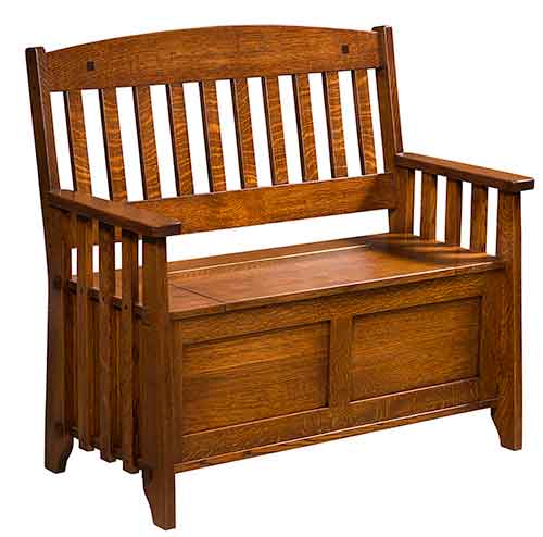 Amish Stick Mission Storage Bench - Click Image to Close
