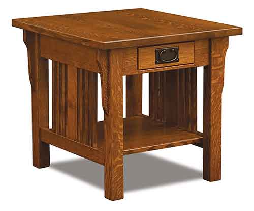 Amish Elliot Mission End Table Open - Click Image to Close