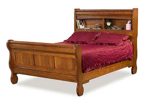 Amish Old Classic Sleigh Bookcase Bed - Click Image to Close