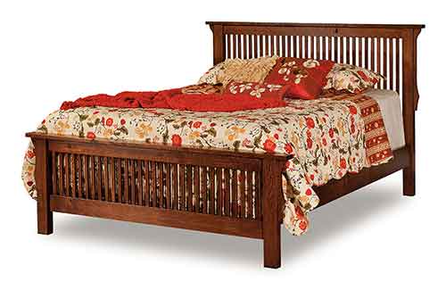 Amish Stick Mission Bed with Lwo Footboard - Click Image to Close