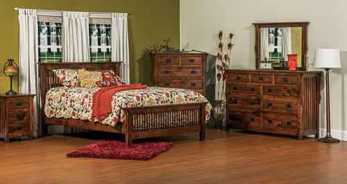 Amish Stick Mission Bed with Lwo Footboard