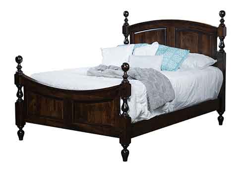Amish Bow Panel Turned Post Bed - Click Image to Close
