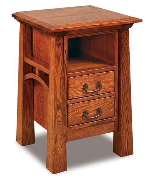Amish Artesa 2 Drawer Nightstand with opening - Click Image to Close