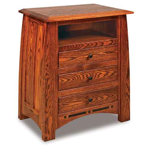 Amish Boulder Creek 3 Drawer Nightstand with opening - Click Image to Close