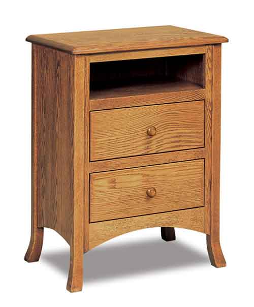 Amish Carlisle 2 Drawer Nightstand with Opening - Click Image to Close