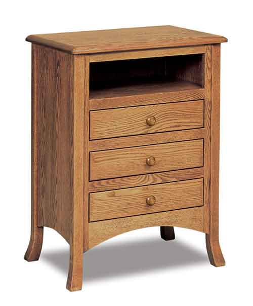 Amish Carlisle Taller 3 Drawer Nightstand with opening - Click Image to Close