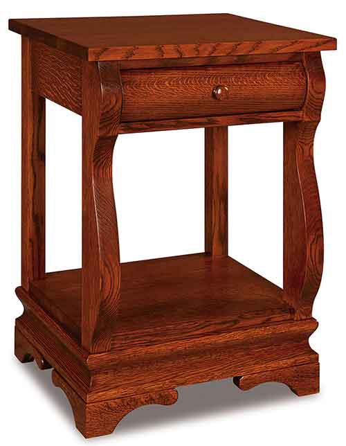 Amish Chippewa Sleigh 1 Drawer Nightstand with opening - Click Image to Close