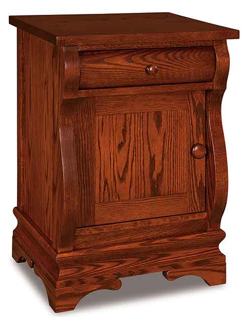 Amish Chippewa Sleigh 1 Drawer, 1 Door Nightstand - Click Image to Close