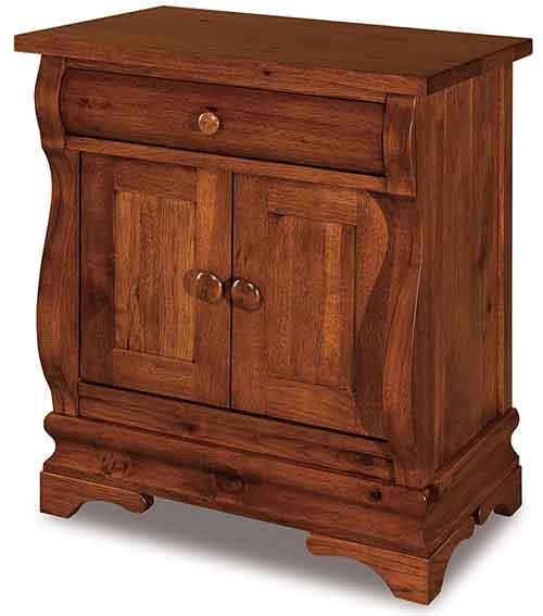 Amish Chippewa Sleigh Tall 1 Drawer, 2 Door, Nightstand - Click Image to Close