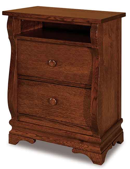 Amish Chippewa Sleigh 2 Drawer Nightstand with Opening - Click Image to Close