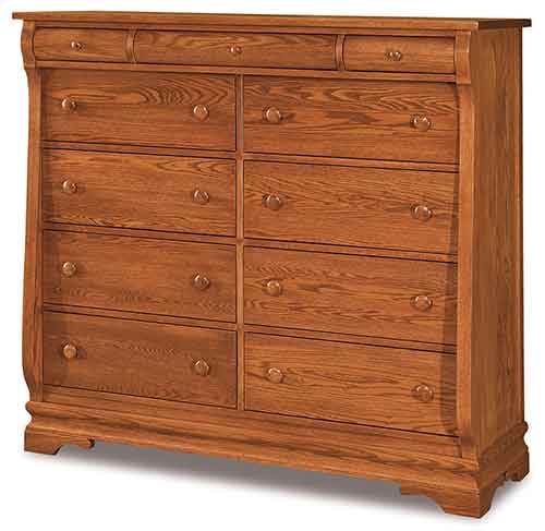 Amish Chippewa Sleigh 11 Drawer Double Chest - Click Image to Close