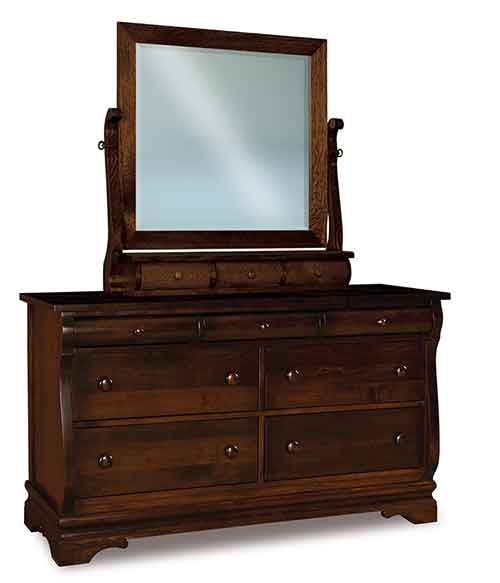 Amish Chippewa Sleigh 7 Drawer Dresser - Click Image to Close