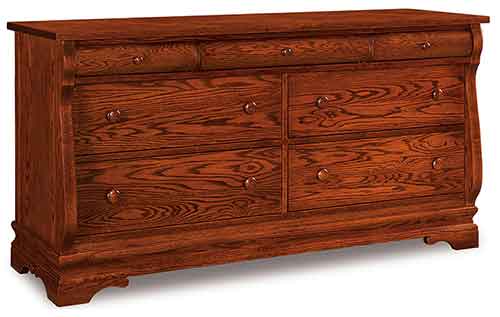 Amish Chippewa Sleigh 7 Drawer Dresser - Click Image to Close