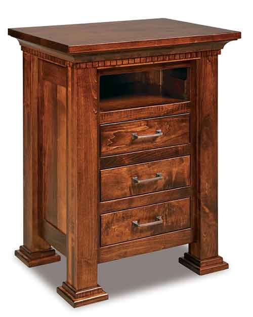Amish Empire 3 Drawer Nightstand with opening