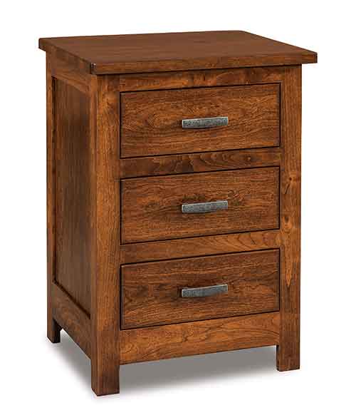 Amish Flush Mission Taller, 3 Drawer Nightstand - Click Image to Close