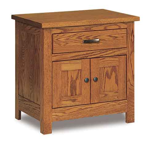 Amish Flush Mission 1 Drawer, 2 Door Nightstand - Click Image to Close
