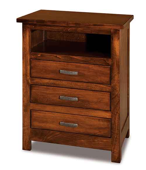 Amish Flush Mission Taller 3 Drawer Nightstand with opening