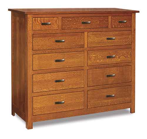 Amish Flush Mission 11 Drawer Double Chest - Click Image to Close
