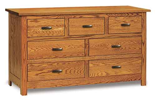 Amish Flush Mission 7 Drawer 59" Dresser