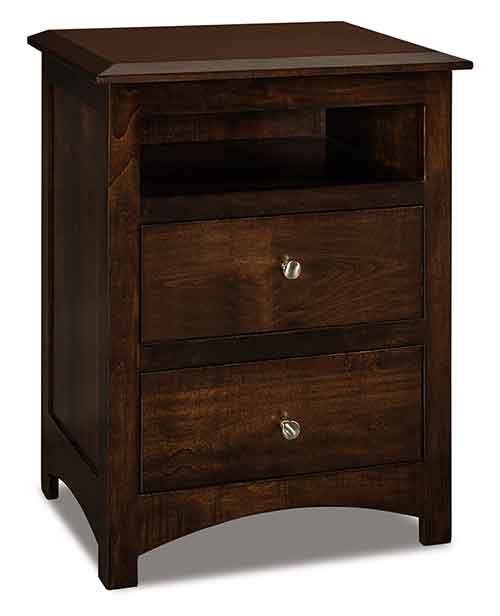 Amish Finland 2 Drawer Nightstand with opening - Click Image to Close